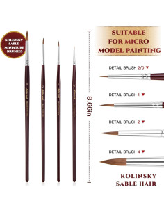 Set de Pinceles Miniatura Golden Maple Kolinsky 7 pcs 2