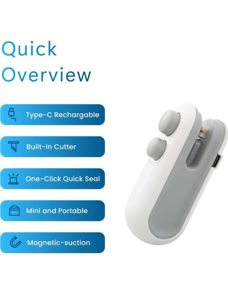 Mini Sello de Bolsas LX IntMfr. USB-C 2 en 1 Cortador Mini Sello de Bolsas LX IntMfr. USB-C 2 en 1 Cortador