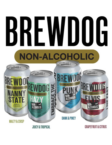 BrewDog 24 Latas Mezcladas Sin Alcohol | Nanny, Elvis, Hazy, Punk
