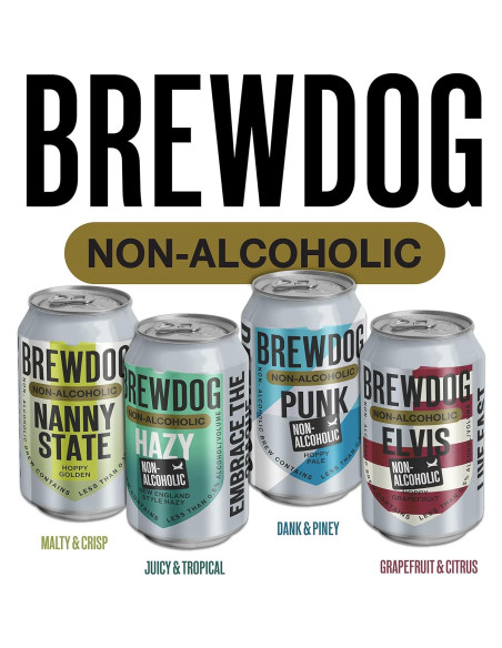 BrewDog 24 Latas Mezcladas Sin Alcohol | Nanny, Elvis, Hazy, Punk