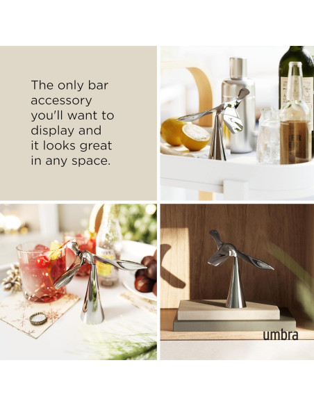 Abridor de Botellas Umbra Tipsy Cromo Escultórico 1 pieza