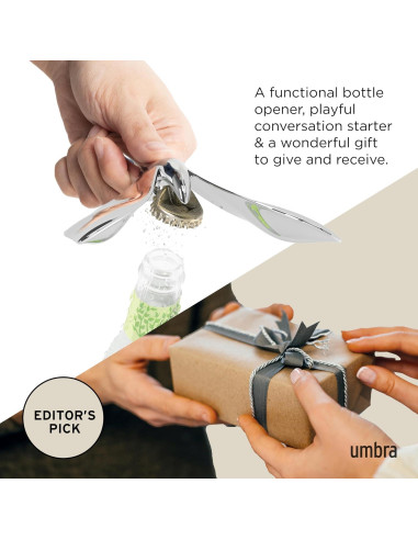 Abridor de Botellas Umbra Tipsy Cromo Escultórico 1 pieza