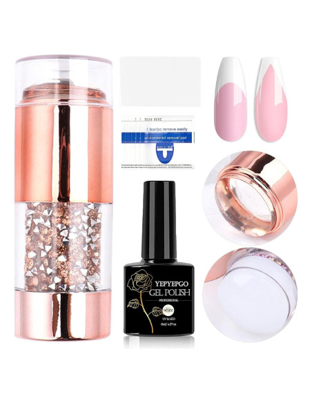 Kit de Estampado de Uñas YEPYEPGO - 4 Piezas, Doble Cabeza