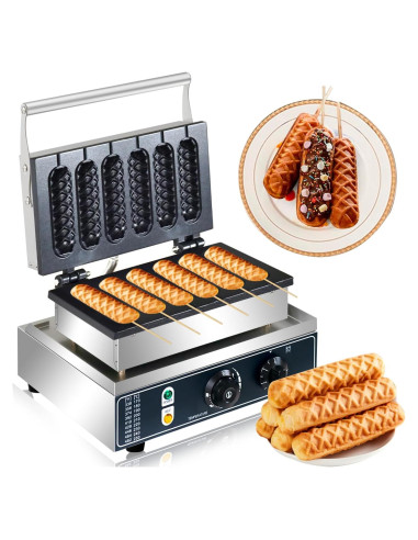 Máquina de Waffles de Perro AEYDJXMER 1600W 6 Rebanadas