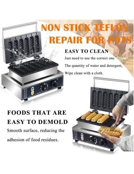 Máquina de Waffles de Perro AEYDJXMER 1600W 6 Rebanadas
