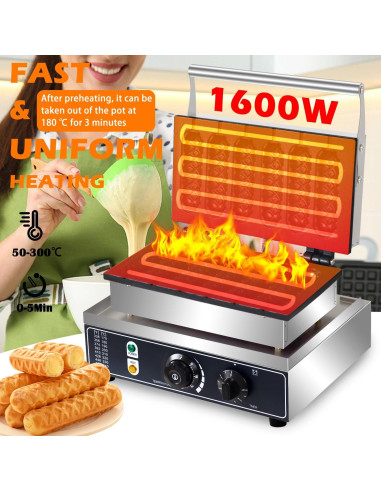 Máquina de Waffles de Perro AEYDJXMER 1600W 6 Rebanadas