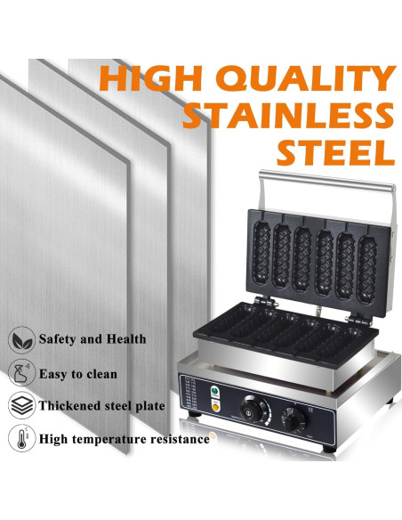 Máquina de Waffles de Perro AEYDJXMER 1600W 6 Rebanadas