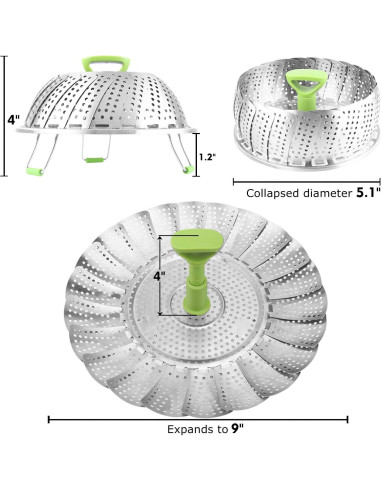 Cesta de Vapor Consevisen Acero Inoxidable 12.95 a 22.86 cm
