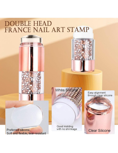 Kit de Estampado de Uñas YEPYEPGO - 4 Piezas, Doble Cabeza