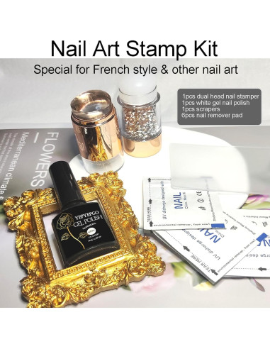 Kit de Estampado de Uñas YEPYEPGO - 4 Piezas, Doble Cabeza