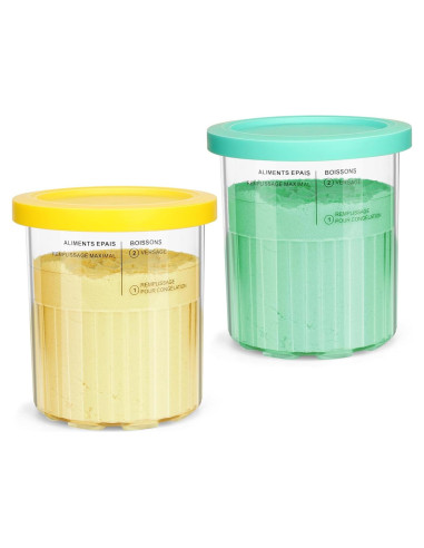 Pints de Helado Ninja Creami Deluxe 24 oz 2 Pack Azul/Amarillo