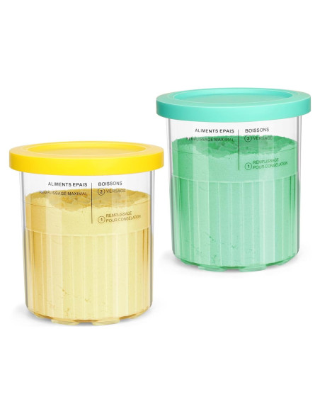 Pints de Helado Ninja Creami Deluxe 24 oz 2 Pack Azul/Amarillo