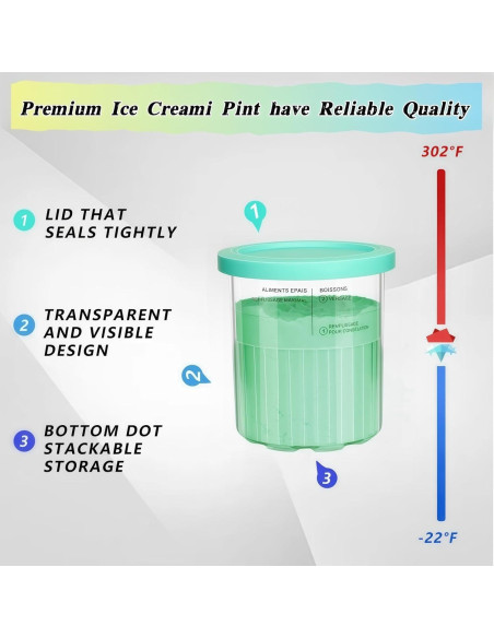 Pints de Helado Ninja Creami Deluxe 24 oz 2 Pack Azul/Amarillo