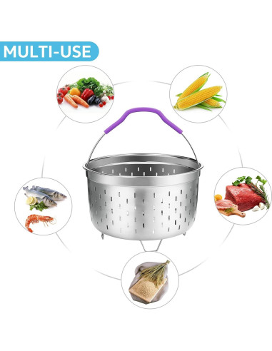 Cesta de Vapor Haswe 6 Qt Acero Inoxidable y Silicona