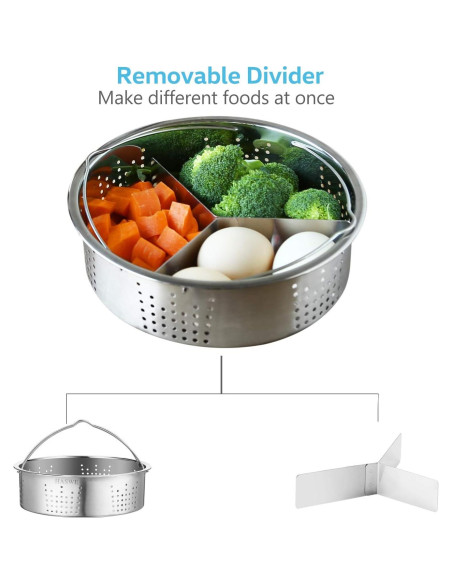 Cesta de Vapor Haswe 6 Qt Acero Inoxidable y Silicona