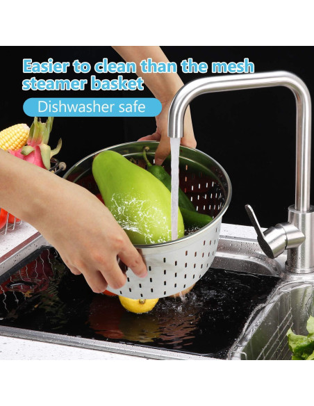 Cesta de Vapor Haswe 6 Qt Acero Inoxidable y Silicona