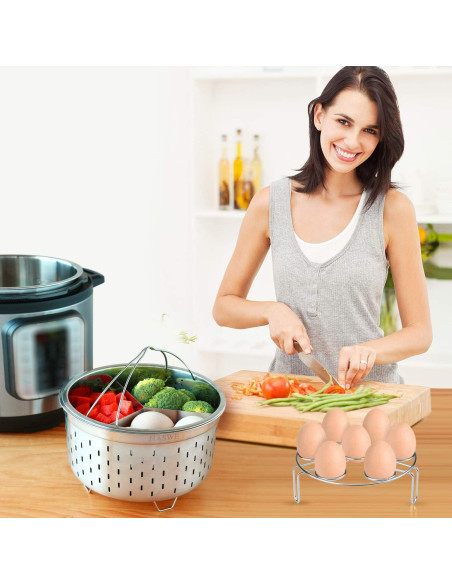 Cesta de Vapor Haswe 6 Qt Acero Inoxidable y Silicona