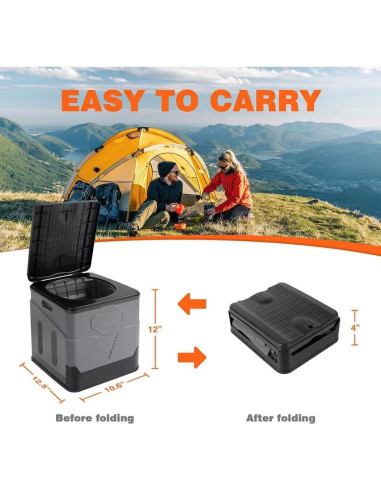 Inodoro Portátil Camping JingYanKeJi Plegable Gris 1.64 kg