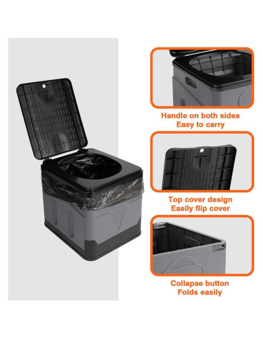 Inodoro Portátil Camping JingYanKeJi Plegable Gris 1.64 kg