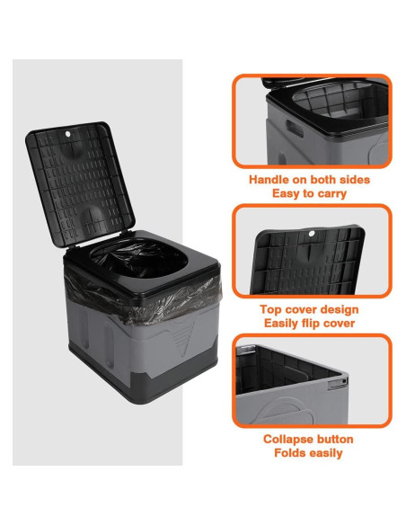 Inodoro Portátil Camping JingYanKeJi Plegable Gris 1.64 kg