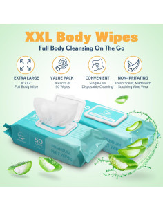 Toallitas de Baño Adultos AllSett 200 Unidades Aloe Vera 2