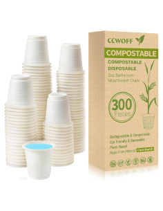 300 Vasos Compostables 3 oz CCWOFF Ecológicos Desechables