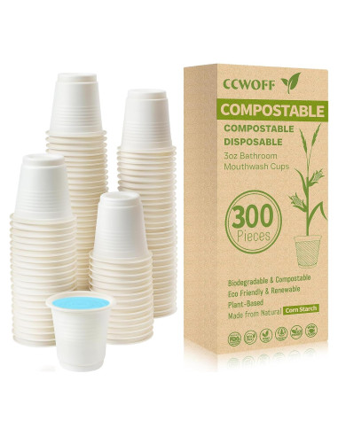 300 Vasos Compostables 3 oz CCWOFF Ecológicos Desechables