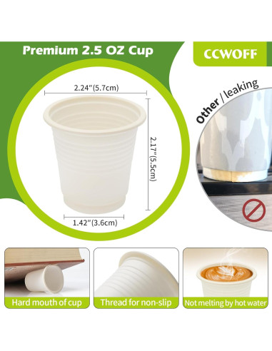 300 Vasos Compostables 3 oz CCWOFF Ecológicos Desechables