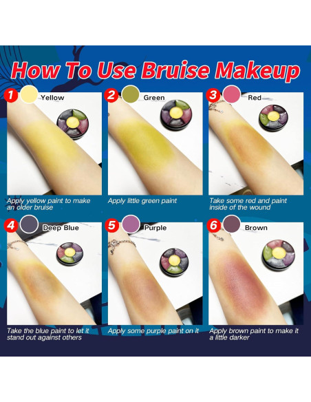 MEICOLY Rueda de Moretones 6 Colores Maquillaje SFX Halloween