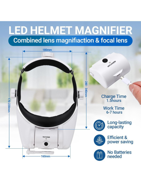 Lupa de Diadema YOCTOSUN 1X-14X LED Recargable Lupa de Diadema YOCTOSUN 1X-14X LED Recargable