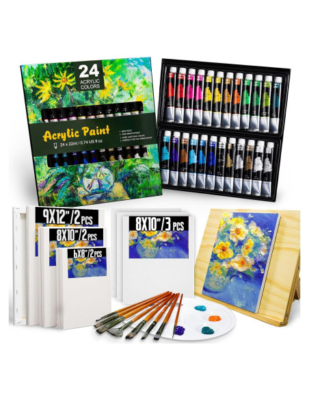 Juego de Pintura Acrílica DRAWLEX 43 Piezas con Lienzos