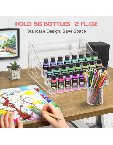 Organizador de Pintura Vowcarol 7 Capas Transparente 56 Botellas