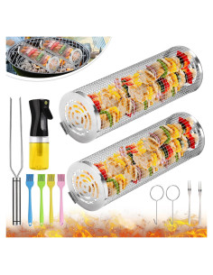 Cesta de BBQ 2 PCS YMXHK Acero Inoxidable 30 cm Multiuso