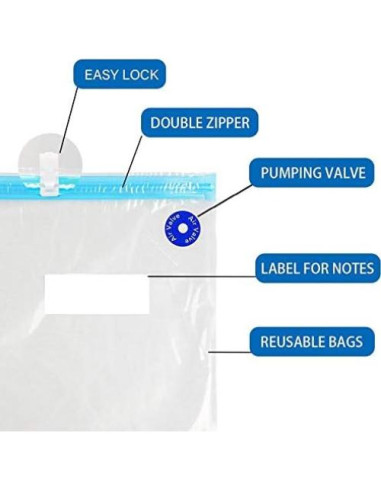 Bolsas de Sellado al Vacío MOVEHI 15 Piezas Reutilizables