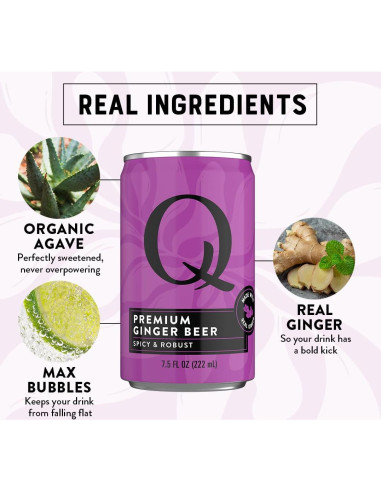 Cerveza de Jengibre Q - 24 Latas de 222 ml - Menos Dulce