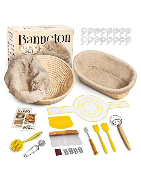 Juego de Cestas Banneton BAVIFY 14 Piezas para Pan