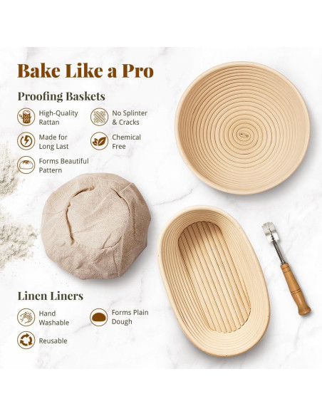 Juego de Cestas Banneton BAVIFY 14 Piezas para Pan