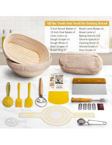 Juego de Cestas Banneton BAVIFY 14 Piezas para Pan