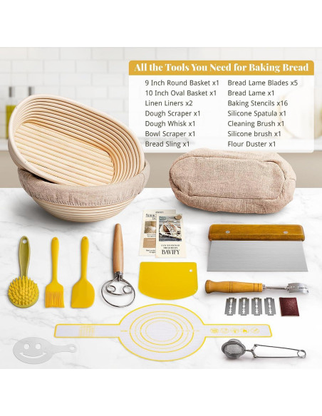 Juego de Cestas Banneton BAVIFY 14 Piezas para Pan