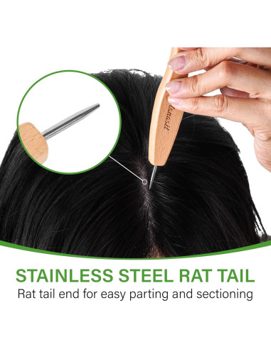 Cepillo para Cabello Msnasit con Cerdas de Jabalí y Cola de Metal