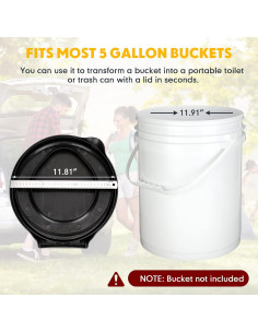 Asiento de inodoro portátil Glenmal para cubo de 19L con bolsas 2