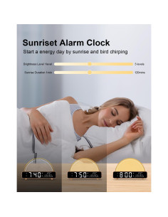 Despertador HAODINGMAI con luz de amanecer y ruido blanco 2