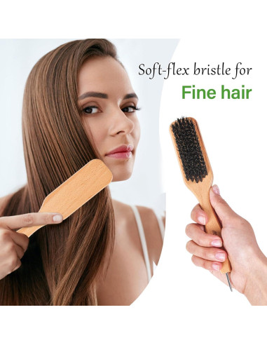 Cepillo para Cabello Msnasit con Cerdas de Jabalí y Cola de Metal