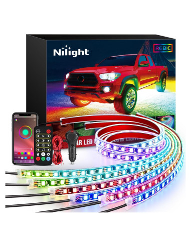Luces de Tira LED Nilight 6Pcs RGB-IC para Coche 12V