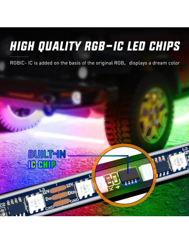 Luces de Tira LED Nilight 6Pcs RGB-IC para Coche 12V