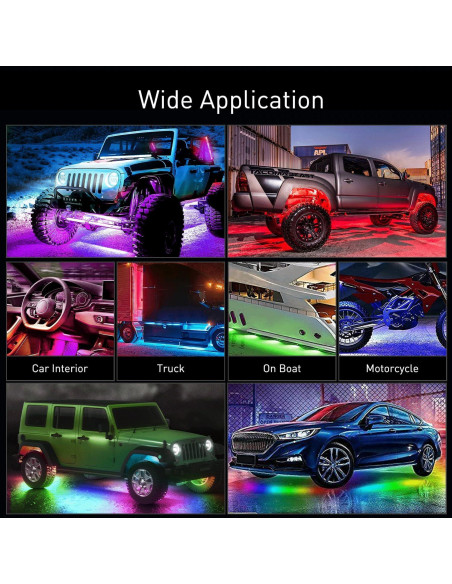 Luces de Tira LED Nilight 6Pcs RGB-IC para Coche 12V