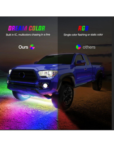 Luces de Tira LED Nilight 6Pcs RGB-IC para Coche 12V