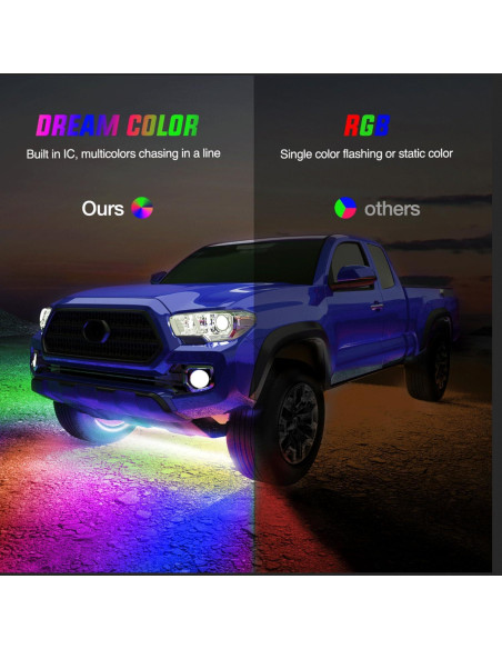 Luces de Tira LED Nilight 6Pcs RGB-IC para Coche 12V