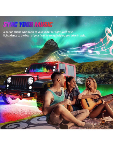 Luces de Tira LED Nilight 6Pcs RGB-IC para Coche 12V