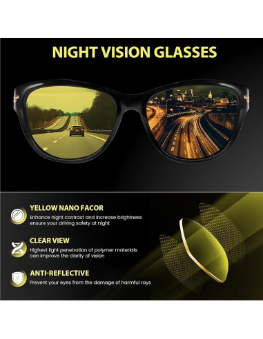 Gafas de Conducción Nocturna TJUTR Polarizadas Amarillas